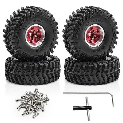 4PCS Aluminum Rubber 1.0" Beadlock Wheel Rim Tire for 1/18 TRX4M 1/24 SCX24 AX24 - Image 1 of 4