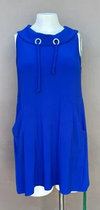 Top Trapecio Sympli Azul Real Talla 8 Sin Mangas Mantón Cuello Bolsillos Plisado Espalda - Imagen 1 de 11