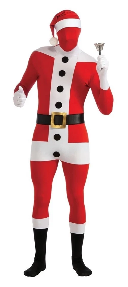 Christmas Mens Second Skin Santa Costume With Free Santa Hat — 第 1/1 张图片