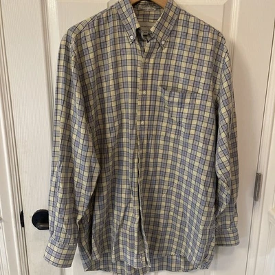 Cutter & Buck Mens Long Sleeve Button Down Medium Blue Yellow Plaid - Image 1 of 4