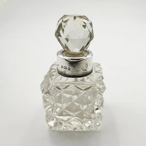 SMALL SCENT BOTTLE STERLING SILVER & GLASS BIRMINGHAM 1928 SAMUEL M LEVI - Picture 1 of 5