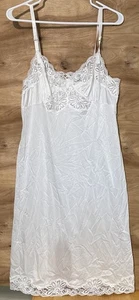 Vtg Shadowline White Lace  Slip Dress Nightgown Size 36 Tall USA Wedding - Picture 1 of 10