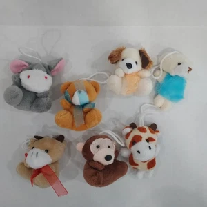 Lote De 7 Mini Llavero Peluche Peluche Jirafa Conejo Oso Mono Perro - Imagen 1 de 9