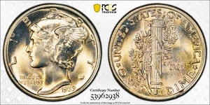 Moneda de diez centavos Mercury 1939-S PCGS color cuestionable como nueva FB - Imagen 1 de 5
