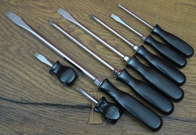 Snap-on 8-Piece Black Hard Handle Screwdriver Set Slotted Flat Tip & Phillips - image 1 of 4