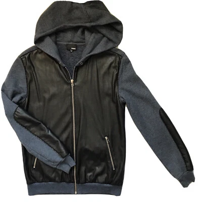 Aritzia Wilfred Free Black Faux Leather Hoodie Sweatshirt Jacket Vegan Womens S  - Image 1 of 4