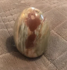 Onyx Stein geschnitzt Ei braun/hellbraun/grün 2,75" hoch. - Bild 1 von 4