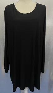 Sun Kim Shirt Womens Plus Sz 2X Black Basic Long Sleeve Tunic Top - Picture 1 of 4