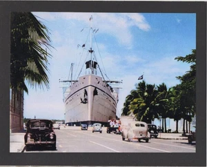 S.S. MARIPOSA LUXUSLINER AT HONOLULU 1935 ?  FARBIGES S/W FOTO AUF 8X10" MATT - Bild 1 von 1