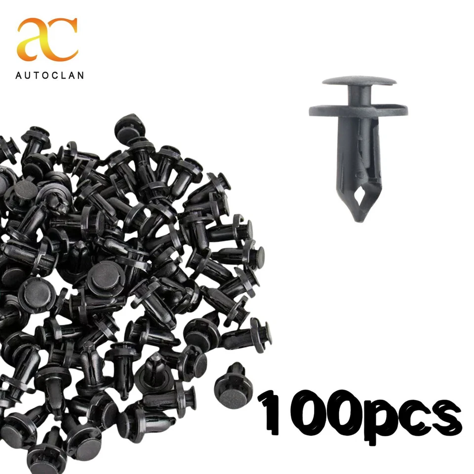 100 clipes para furo de plástico rebites retentor para-choque pino de pressão 8mm - Imagem 1 de 4