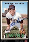 1967 Topps #98 Rich Rollins Red Or Black Line On Glove Label Twins Autographed