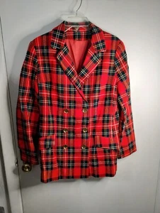 Vintage Red Plaid Blazer Women's Size Small Archid Avst Dux Button Christmas  - Picture 1 of 12