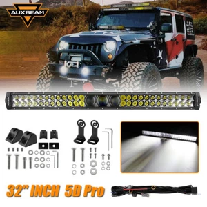 AUXBEAM 32" 5D Pro Doble Fila Barra de Luz LED Punto Todoterreno Para Jeep RZR Ford ATV SUV - Imagen 1 de 12