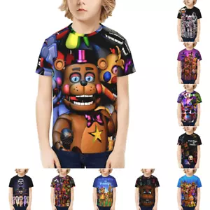 Five Nights at Freddy's Youth Boys Cartoon T-Shirt Crew Neck Short Sleeve Tops - Picture 1 of 34