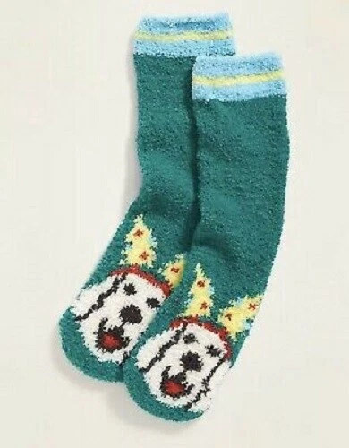 全新! Old Navy 女式圣诞假日狗小狗舒适船袜  — 第 1/1 张图片