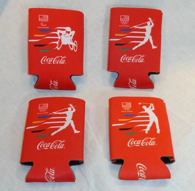 4 Coca-Cola Koozies Río 2016 Juegos Olímpicos Enfriadores de latas Golf Jabalina Juegos Paralímpicos Foto 1 de 4
