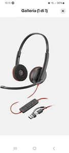 HP POLY Cuffie Blackwire 3220 Stereo USB-C Con Adattatore USB-C A 8x228a6 - Picture 1 of 6