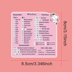 2pcs Vinyl Pink Cat Pattern Reference Keyboard Shortcut Stickers For Laptops - Photo 1/7