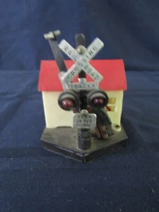 Vintage Diecast Metal and Plastic HO Railroad Crossing with Building- Japan - Picture 1 of 6