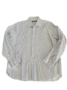 Michael Kors Shirt Mens Size XL  Striped Long Sleeve Slim Fit Stretch 17 34/35 - Picture 1 of 5