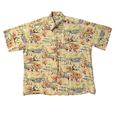 Capra Moda Hawaiian Shirt Tropical Palm Tree Floral Print Button Up Mens Large - Image 1 of 4