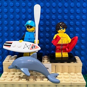 LEGO CMF Collectible Minifig Lot - Series 12 Lifeguard + Series 21 Paddle Surfer - Picture 1 of 6