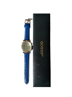 Womens Watch Blue Gossip GSP828 Croc Embossed Leather Band Chronograph NIB - Image 1 of 4