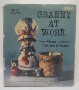Cesta de porcelana fina bisque vintage abuela en el trabajo Taiwán 1978 - Imagen 1 de 10