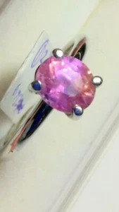 RARO, ANELLO SCINTILLANTE ZAFFIRO MOGOK MULTICOLORE IN ORO BIANCO 14K MISURA 6,75! - Foto 1 di 11