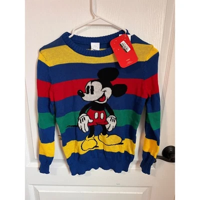 Suéter a Rayas Disney 100 Mickey Mouse Pequeño Azul Rojo Amarillo Verde Mezcla de Algodón Foto 1 de 4