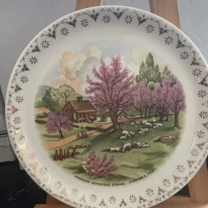 Vintage Currier und Ives American Homestead | Frühling 6,25" Teller Japan - Bild 1 von 3