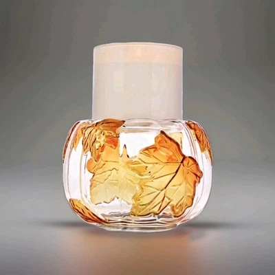 Bath & Body Works Glass Leafy Pumpkin 3-Wick Candle Holder 2025 Fall Leaves - Image 1 of 2