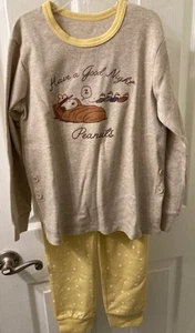 Snoopy Beige & Yellow Beagle Scout And Woodstock Children’s PJ Set Size 7/8 - Picture 1 of 11