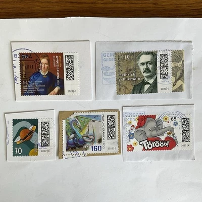5 Germany stamps~2022~Dooste-Hulshoff~Schlieman~Benjamin Blumchen~envelope pen - Image 1 of 4