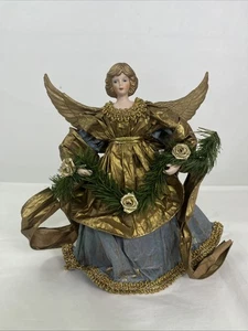 Papel maché de ángel estilo cartapesta estilo vintage dorado árbol de Navidad - Imagen 1 de 8
