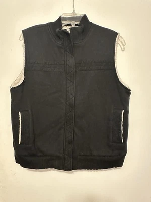 Studio Works Sport Black Sherpa Lined Vest Women’s L Fleece Lining Cozy Warm - Image 1 of 4