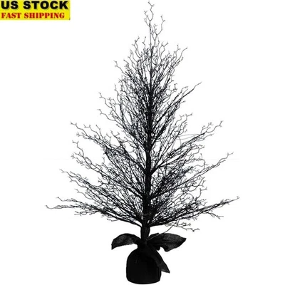 Prelit Halloween Black Twig Tree W/ 63 LED Lights Autumn Seasonal Decoration New - Image 1 of 4