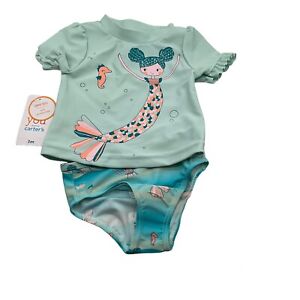 Just One You by Carter's Baby Girl 2 Piece Mermaid Bathing Suit 3M
