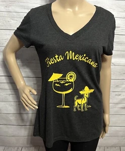 Customink Fiesta Mexicana T-Shirt Medium Gray Yellow Painkiller 00 Chihuahua Tee - Picture 1 of 12