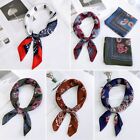 Printing Women Elegant Silk Feel Satin Hair Tie Band Head Neck Square Scarf