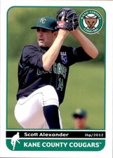 2012 Kane County Cougars Grandstand #2 Scott Alexander Santa Rosa California CA 