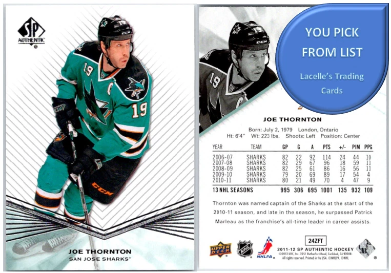 2011-12 SP Authentic Upper Deck UD NHL Hockey Base Cards - U-Pick From List - Image 1 of 1