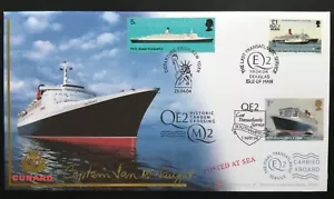 Cubierta de cruce tándem GB Buckingham 2004 QE2 QM2, FIRMADA por el capitán Ian McNaught - Imagen 1 de 3
