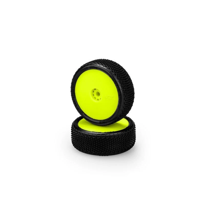 Jconcepts Fuzz Bite Pink Pre-Mounted Yellow Wheel Losi Mini-B Front 40852211 - Image 1 of 1