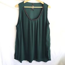 Melissa McCarthy Blouse  4X Seven7 Pleated Sleeveless Green Studded Fast US Ship
