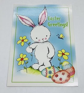 Vintage MDA Happy Easter Card “Some Bunny Love You” Rabbit Flowers Cute Art P1 - Picture 1 of 3
