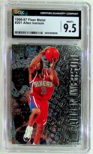 1996-97 Fleer Metal Allen Iverson #201 Basketball Card - CGC MINT+ 9.5 - Picture 1 of 2