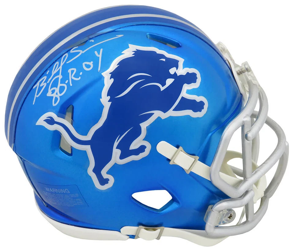 Minicasco Riddell Speed firmado por Billy Sims Detroit Lions Flash con 80 ROY-SS certificado de autenticidad Foto 1 de 1
