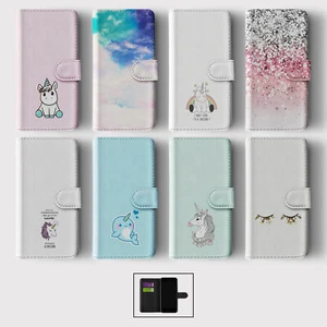 CASE FOR IPHONE 16 15 14 13 12 11 SE PRO WALLET FLIP PHONE COVER CUTE UNICORNS - Picture 1 of 10