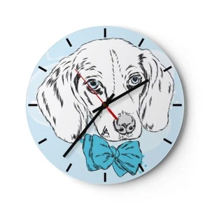 Modern Wanduhr 40x40cm Rund Analog Glasuhr Hund Labrador Auge Portrait Art Glas - Bild 1 von 10